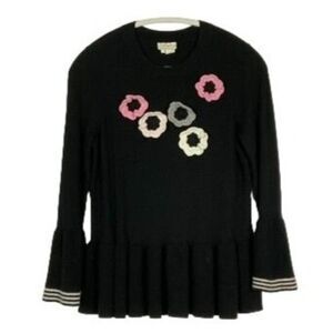 Kate Spade Floral Appliqué Peplum Sweater, NWOT, Size S